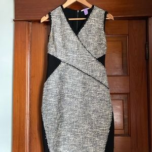 T Tahari Bodycon Dress Tweed Wrap Detail